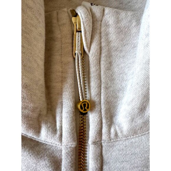 Lululemon M/L Heather Cream Scuba Oversized Funnel-Neck Half Zip Gold Tone NWT - Picture 6 of 12